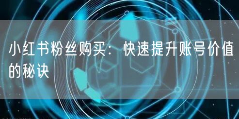 小红书粉丝购买：快速提升账号价值的秘诀