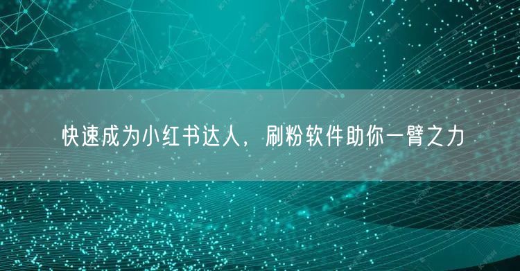 快速成为小红书达人，刷粉软件助你一臂之力