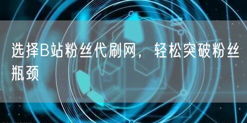 选择B站粉丝代刷网，轻松突破粉丝瓶颈