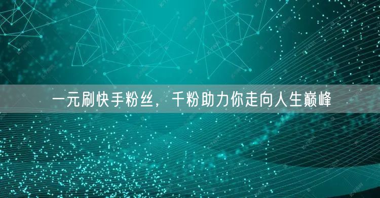一元刷快手粉丝，千粉助力你走向人生巅峰