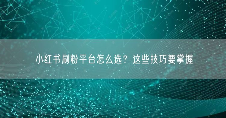 小红书刷粉平台怎么选？这些技巧要掌握